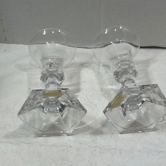 VTG MIKASA Countess Crystal Candleholders Set of 2 Original Box 5.5" Tall - Picture 3 of 11